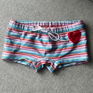 Mr. Turk Striped Heart Brief Swim Trunks NWOT